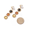Glass Rectangle Beaded Long Dangle Stud Earrings with Imitation Pearl EJEW-TA00141-02-2