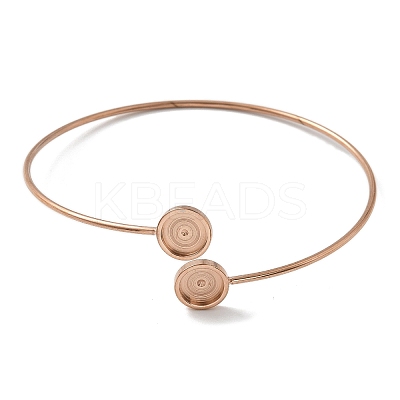 Ion Plating(IP) 304 Stainless Steel Cuff Blank Bangle Bases with Round Tray STAS-Z088-03B-RG-1