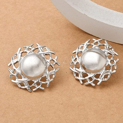 304 Stainless Steel Flat Round Stud Earrings for Women EJEW-M089-05P-1