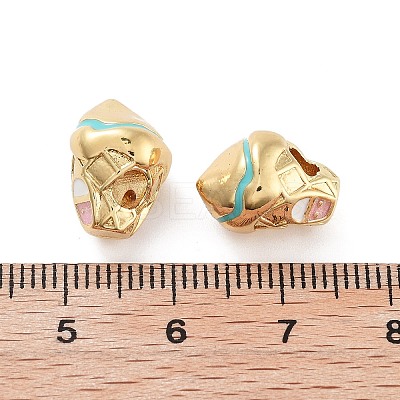 Ice Cream Cone House Rack Plating Brass Enamel Beads KK-G512-06G-1
