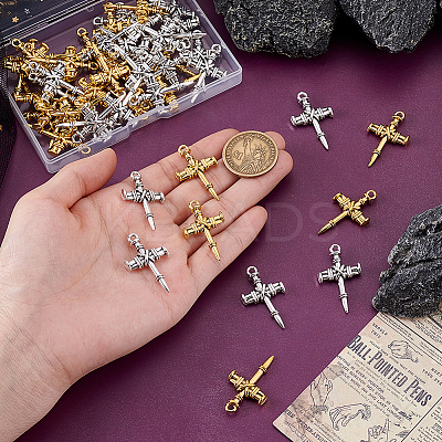 50Pcs 2 Colors Tibetan Style Zinc Alloy Pendants FIND-GA0007-33-1