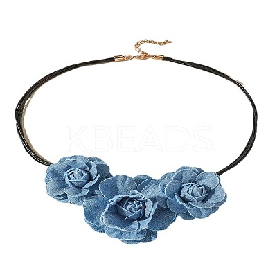 3D Rose Polyester Choker & Stud Earrings Sets FS-WG5AEB6-01-1