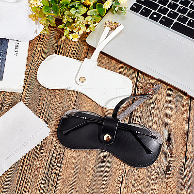 2Pcs 2 Colors Portable PVC Leather Glasses Cases AJEW-PH0004-53-1