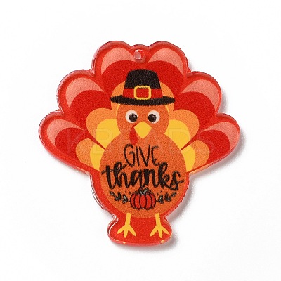Thanksgiving Day Translucent Resin Pendants RESI-K019-10B-1