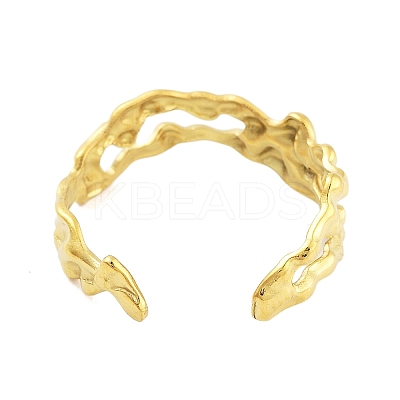 Real 18K Gold Plated 304 Stainless Steel Open Cuff Rings for Women RJEW-B061-01G-06-1