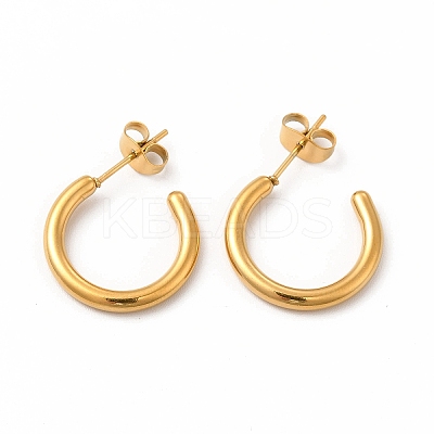 304 Stainless Steel Ring Stud Earrings EJEW-C004-12B-G-1