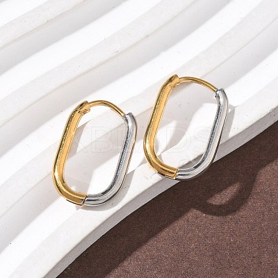 304 Stainless Steel Two Tone Hoop Earrings EJEW-P313-01C-G-1