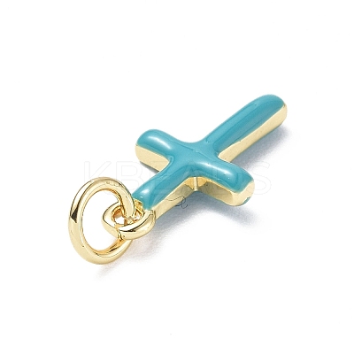Real 18K Gold Plated Eco-Friendly Rack Plating Brass Enamel Pendants KK-F845-40G-03-1