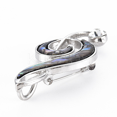 Musical Note Natural Abalone Shell/Paua Shell Brooch Pin G-N333-002-RS-1