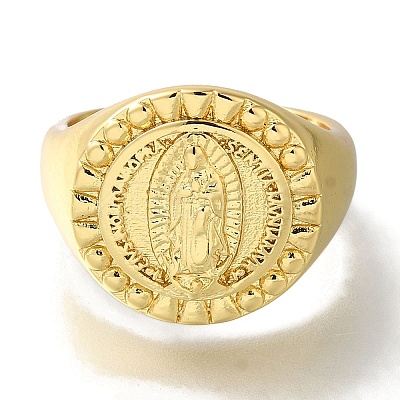 Rack Plating Round with Saint Brass Open Cuff Rings RJEW-S411-11G-03-1