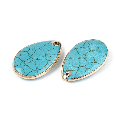 Dyed Synthetic Turquoise Teardrop Pendants LS-TURQ-T004-18-1