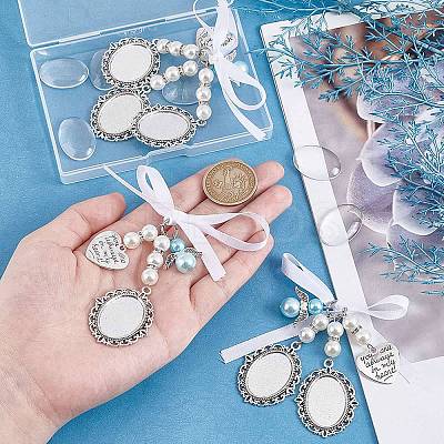 DIY Blank Oval Alloy Brooches with Imitation Pearl Making Kit PALLOY-AB00264-1