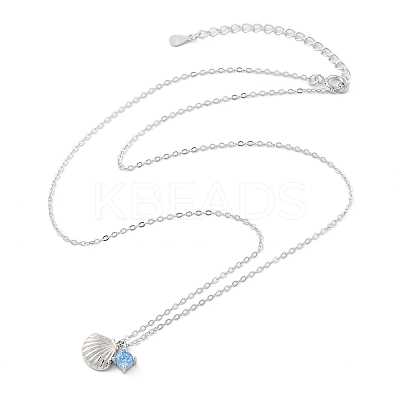 925 Sterling Silver Micro Pave Cubic Zirconia Pendant Necklaces for Women NJEW-V007-01P-1