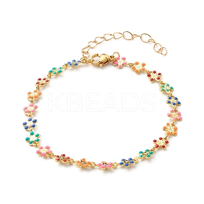 Brass Enamel Link Chain Bracelets BJEW-JB06420-1