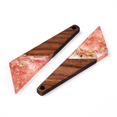 Transparent Resin & Walnut Wood Pendants RESI-N039-70E-1