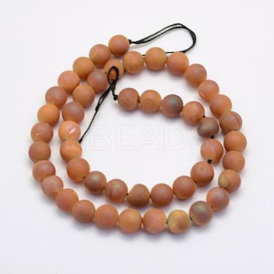Electroplate Natural Druzy Agate Beads Strands G-G708-10mm-M-1