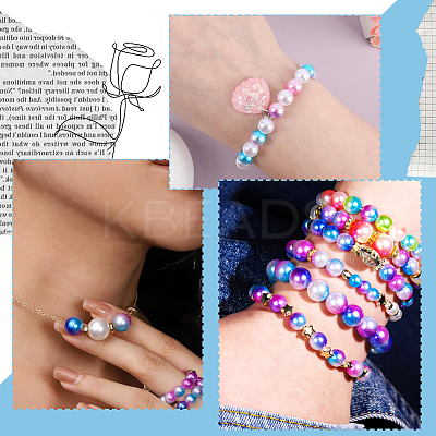 DIY ABS Plastic Imitation Pearl Beads Bracelet & Alloy Pendants Earrings Making Kits DIY-SP0003-36-1