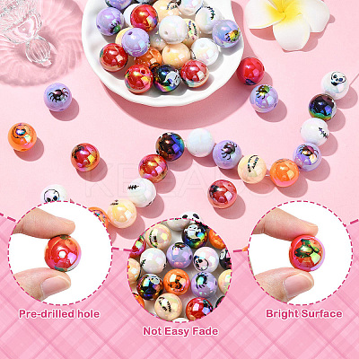 50Pcs Halloween Theme Plating Acrylic Beads OACR-CJ0002-21-1