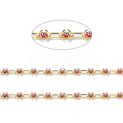 Handmade Glass Evil Eye Link Chains CHC-K014-06G-1