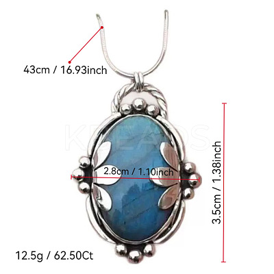 Oval Alloy & Resin Imitation Stone Pendant Necklaces for Women FS-WGB2D2D-01-1