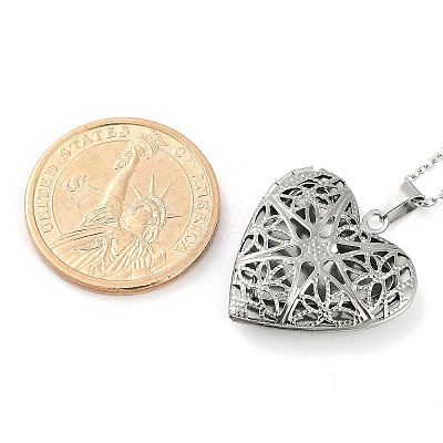 Anti-Tarnish 304 Stainless Steel Heart Locket Pendant Cable Chain Necklaces for Women LS-NJEW-M050-04B-P-1