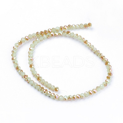 Imitation Jade Half Plated Faceted Rondelle Electroplate Glass Bead Strands X-EGLA-D020-3x2mm-58-1