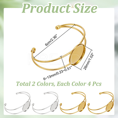 8Pcs 2 Colors Brass Cuff Bangle Making KK-AR0003-77-1