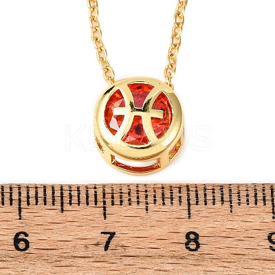 Brass Pave Cubic Zirconia Birth Stone Constellation Pendant Cable Chain Necklaces NJEW-D334-01G-05-1
