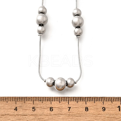 304 Stainless Steel Round Beads Link Chain Necklaces for Women NJEW-U031-11P-1