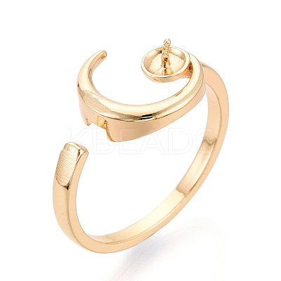 Moon Brass Micro Pave Clear Cubic Zirconia Cuff Ring Settings KK-T076-23G-1