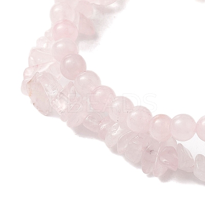 Chip & Round Natural Rose Quartz Beaded Stretch Bracelets for Women BJEW-JB10189-08-1