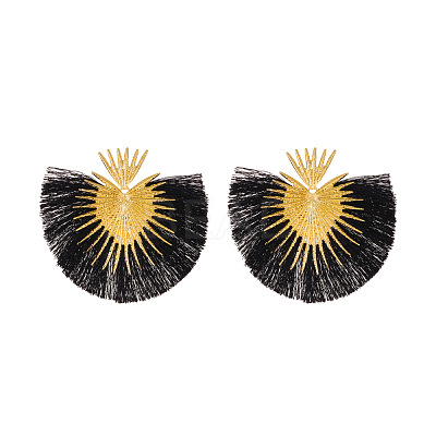 Fan Tassel Geometric Alloy Stud Earrings WH-WGFAF47-01-1