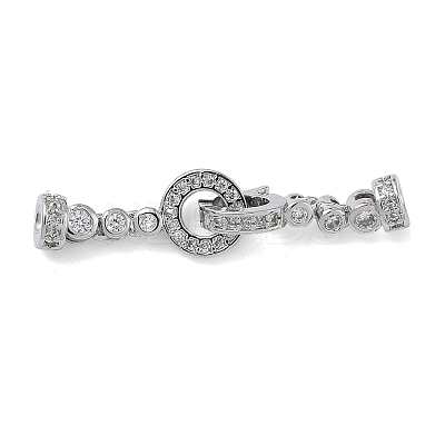 Ring Brass Micro Pave Clear Cubic Zirconia Fold Over Clasps KK-Z143-21P-1