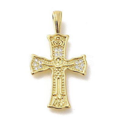 Rack Plating Brass with Cubic Zirconia Pendants KK-Z086-09G-01-1