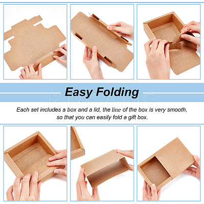 Kraft Paper Storage Gift Drawer Boxes LS-CON-WH0095-56D-1