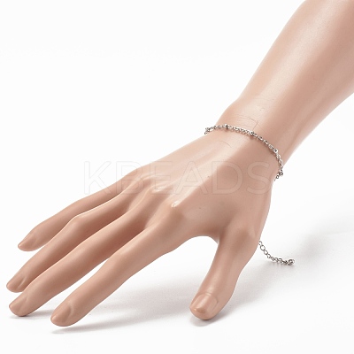Tarnish Resistant 304 Stainless Steel Paperclip & Satellite Chains Bracelet Set BJEW-JB06524-1