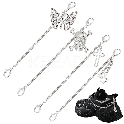 4Pcs 4 Style Zinc Alloy Shoe Curb Chains FIND-PH0007-37-1