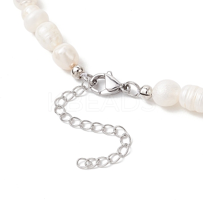 Natural Cultured Freshwater Pearl Rice Beaded Necklaces for Women NJEW-JN05337-02-1
