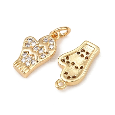 Christmas Brass Micro Pave Cubic Zirconia Charms KK-L255-18G-06-1