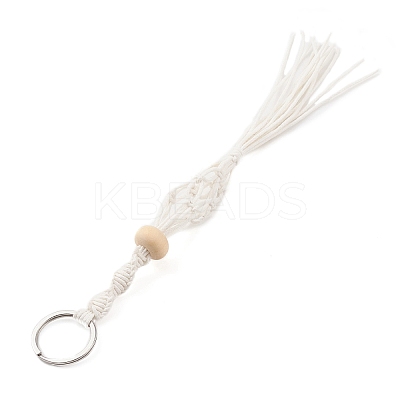Waxed Cotton Cord Braided Macrame Pouch Empty Stone Holder for Pendant Keychain Making KEYC-JKC00536-1