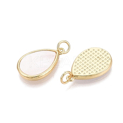 Natural White Shell Pendants KK-Q072-01G-1