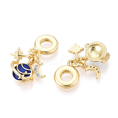 Brass Micro Pave Cubic Zirconia European Dangle Charms KK-N271-13G-1