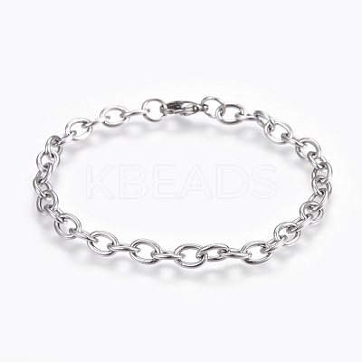 Tarnish Resistant 304 Stainless Steel Cable Chain Bracelets BJEW-P239-05-1