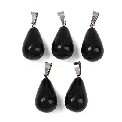 Natural Obsidian Pendants G-S364-072P-03-1