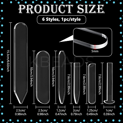 6Pcs 6 Styles Acrylic Drawing Template AJEW-BC0009-05-1