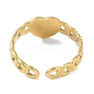 Ion Plating(IP) 304 Stainless Steel Curb Chain Cuff Finger Rings RJEW-L107-050G-01-1