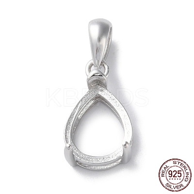 Rhodium Plated Rack Plating 925 Sterling Silver Pendants Cabochon Settings STER-NH0001-49C-P-1