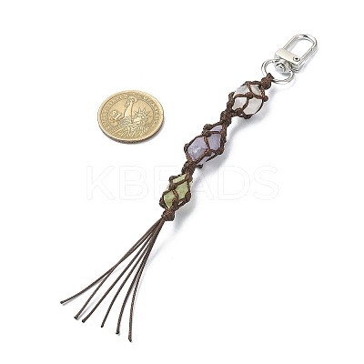 Natural Quartz Crystal Macrame Pouch Tassel Pendant Decorations KEYC-TA00023-02-1