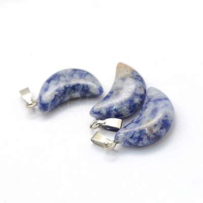 Moon Natural Blue Spot Jasper Pendants G-Q369-14-1