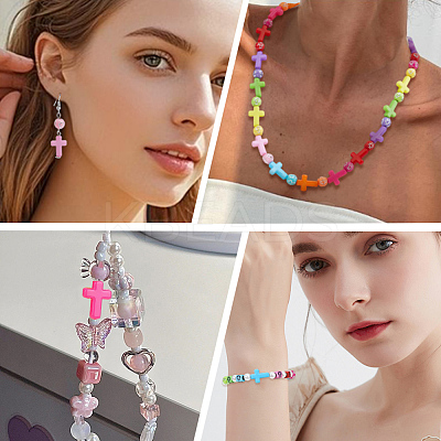 800Pcs 3 Styles Cross Theme Acrylic Beads MACR-PA0001-45A-1
